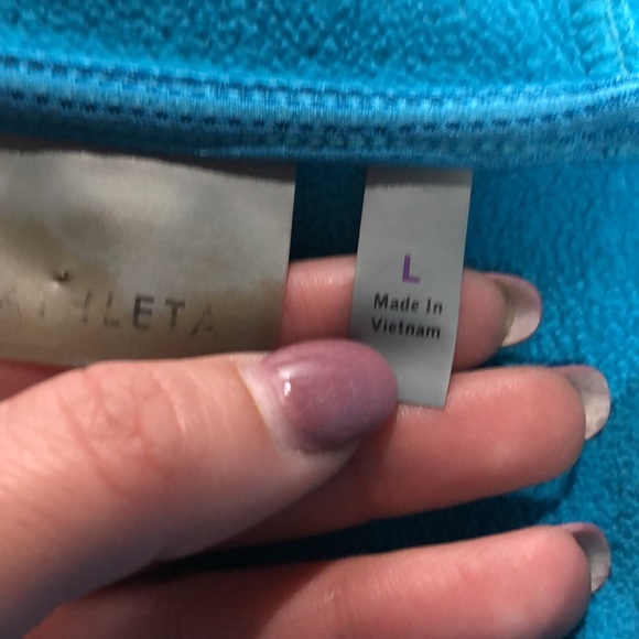 Athleta blue half zip hooded sweatshirt size large - Picture 12 of 13